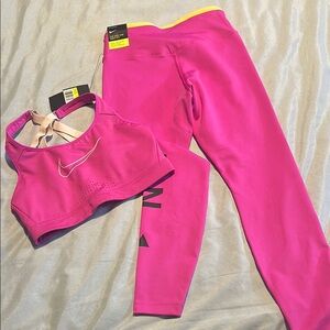 Nike Pink Sports Bra and Leggings Set